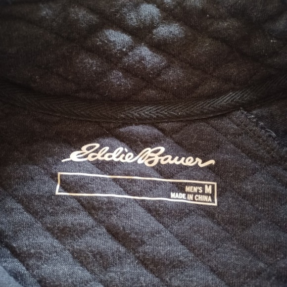 Eddie Bauer Mens Quilted 1/4 Snap Lightweight‎ Pullover Jacket Charcoal Gray M - Picture 8 of 8